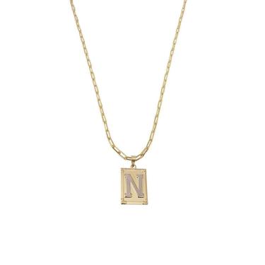 Imagem de Cordão 60Cm Masculino Feminino Pingente Letra N Banhado Ouro