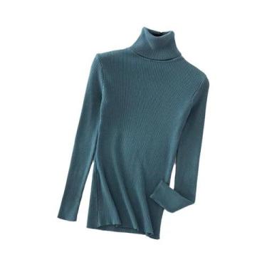 Imagem de Suéter Feminino De Gola Alta Slim Fit, Malha Macia E Elástica, Casual 