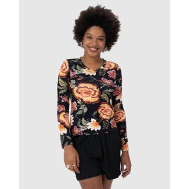 Imagem de Blusa Feminina Gola V Estampada Em Viscose Stretch-Feminino