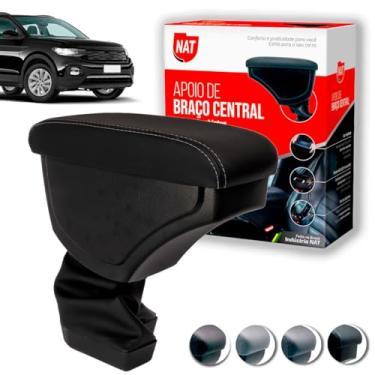 Imagem de Apoio de Braço Encosto VW T-Cross Ano 2019 Até 2021 Couro Preto C/Linha Cinza