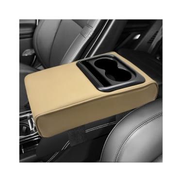 Imagem de ZNDAW Almofada de apoio de braço para console central de carro, capa de caixa de apoio de braço de couro impermeável de 35 cm × 8,7 cm com copo e suporte de telefone, protetor de almofada de descanso