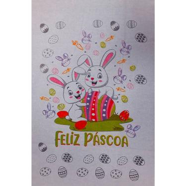 Imagem de Pano De Prato Pascoa 50Cmx70Cm Estampado Coelho 0A Branco