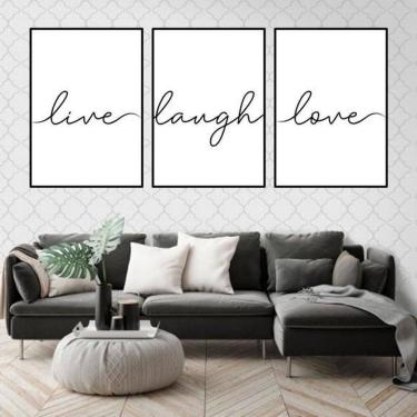 Imagem de Kit 3 Quadros Live, Laugh, Love 33X24Cm - Moldura Preta