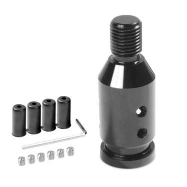 Imagem de Zikefest Adaptador de botão de câmbio, conector universal de mudança de marcha, adaptador de liga de alumínio M12 x 1,25, para botão de mudança manual não rosqueado (preto)