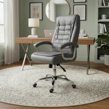 Imagem de Cadeira De Escritório Miami Presidente Ergonômica Tecnológica Com 42 Molas Ensacadas Revestimento Pillow Top No Assento E No Encosto Com Sistema Relax com Trava Luvinco Cinza