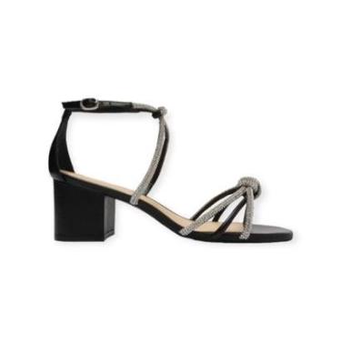 Imagem de Sandália Arezzo Salto Bloco Tiras Strass Feminina-Feminino
