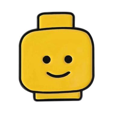 Imagem de Pin De Esmalte Com Rosto Sorridente Amarelo, Broche De Blocos De Monta