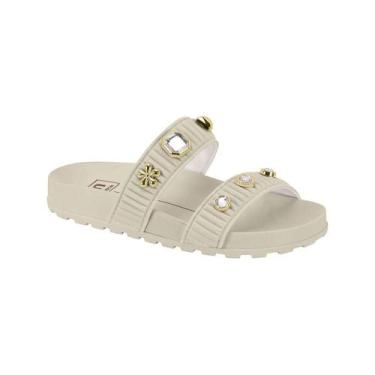 Imagem de Sandália Papete Feminina Moleca Rasteira Slide Pins, Off white, 36