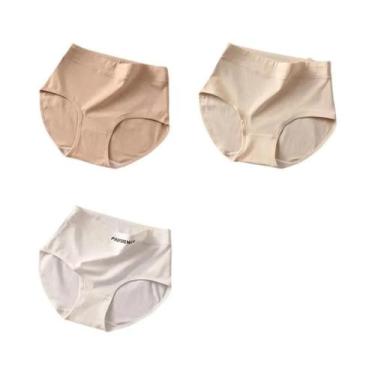 Imagem de Calcinhas De Algodão Sem Costura De Cintura Alta Tamanho Grande 3 Peça