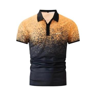 Imagem de Camisa Polo Slim Fit Masculina De Verão 100% Poliéster Em Cores Gradie