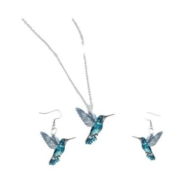 Imagem de Conjunto De Colar E Brincos De Pássaro Bebedor De Mel Em Acrílico Colo
