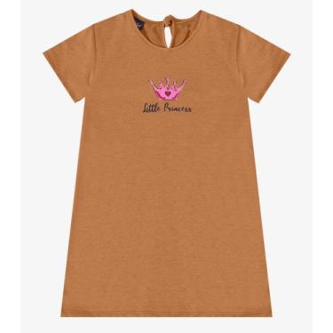 Imagem de Vestido Infantil em Moletinho Maquenetado Select Marrom, 8, Marrom