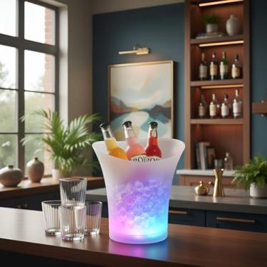 Imagem de Balde De Gelo 7 Litros Com Caixa Som Portátil Bluetooth LED Rgb Música Led Balada Festa.