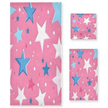 Imagem de xigua Blue Stars Conjunto de toalhas de banheiro absorvente macio 3 peças toalha de banho toalha de mão toalhas decorativas para banheiro, academia, hotel, praia, piscina