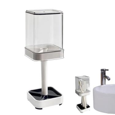 Imagem de Suporte de escova de dentes com tampa | Recipiente de escova de dentes à prova de poeira - Suportes de escova de dentes portáteis à prova d'água com 3 compartimentos para pia de banheiro, balcão de