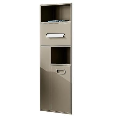 Imagem de Suporte de papel higiênico embutido de aço inoxidável e organizador de lixo, prateleira de chuveiro para banheiro e cozinha, design que economiza espaço, bege 30 x 78 cm