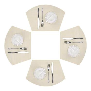 Imagem de Set de 4 individuales de vinilo SHACOS en forma de cuña beige y blanco