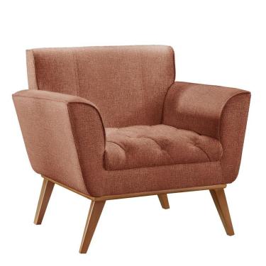Imagem de Poltrona Lyz Luxo Madeira Maciça Castellar Móbile Linho Terracota Linho Terracota