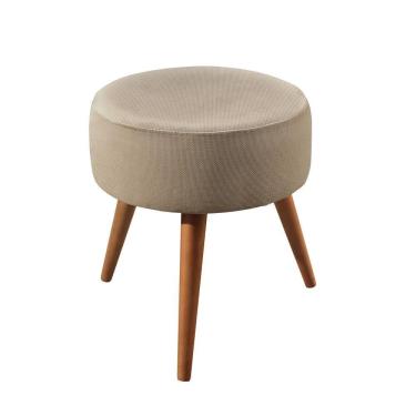 Imagem de Puff Banqueta Lippe Madeira Maciça Castellar Móbile Linho Bege