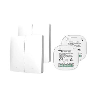 Imagem de Interruptor De Luz Inteligente WiFi Sem Bateria Tuya Com Painel De Bot