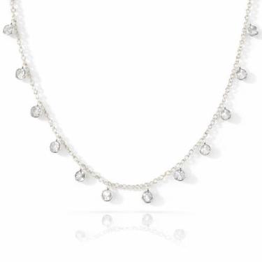Imagem de Colar Chocker Elo Portugues Pedra Zirconia Prata 925 - Lojas La&Ny Pra