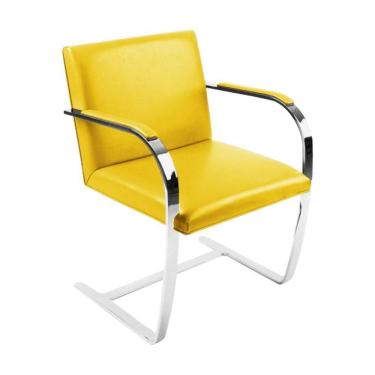 Imagem de Cadeira Brno Escritório Couro Sintético Amarelo Barra Chata Cromada