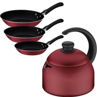 Imagem de Jogo Tramontina 3 Frigideiras e Chaleira 1,9L Antiaderentes Starflon M