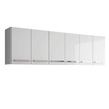 Imagem de Armario Aereo Suspenso de Parede 6 Portas Branco Maldivas Brienza Move