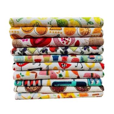 Imagem de Pano De Prato Atoalhado Felpudo Premium Kit Com 10 Peças