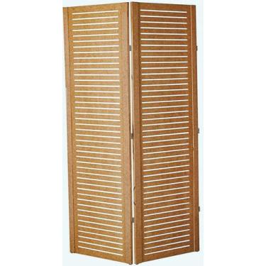 Imagem de 2 Biombo Folha Horizontal Divisor Ripado Madeira Mdf Painel Divisória 