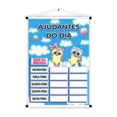 Imagem de Banner de Lona Educativo Ajudantes do Dia Corujinhas 70x55cm - UdiPrin