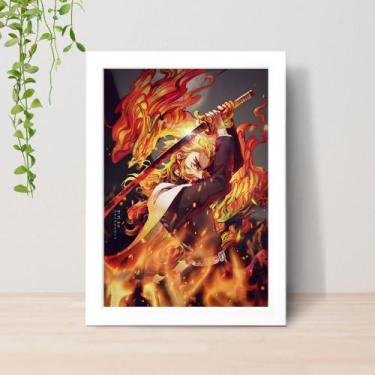 Imagem de Quadro Demon Slayer Anime A4 C/ Moldura e Vidro 07 Cor: Branco - Lomi 