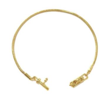 Imagem de Pulseira de Ouro 24K Rabo de Rato 2mm Fecho Canhão Banhada - Tropical 