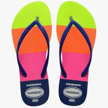 Imagem de Chinelo Havaianas Slim Neon Glow, Branco, 39/40