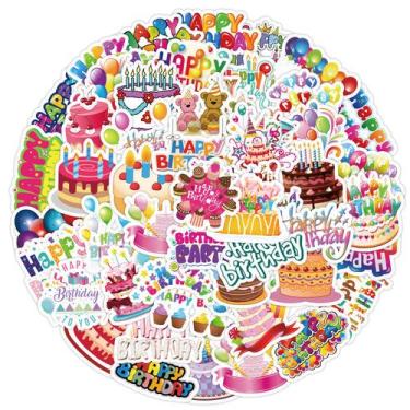 Imagem de Adesivos de vinil impermeável de feliz aniversário 50 unidades/lote - 