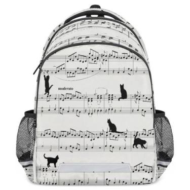 Imagem de Mochila YoCosy Cute Black Cat Animal Music Note para escola