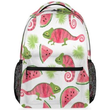 Imagem de Mochila Aglebo Watermelon Chameleon Travel Laptop 16 polegadas