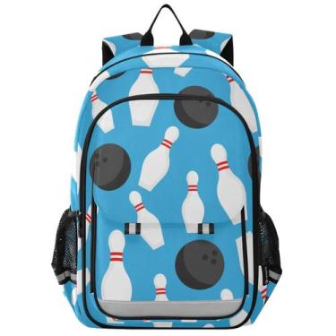 Imagem de Mochila Glaphy Sport Bowling Ball azul para escola infantil 33x22x45cm
