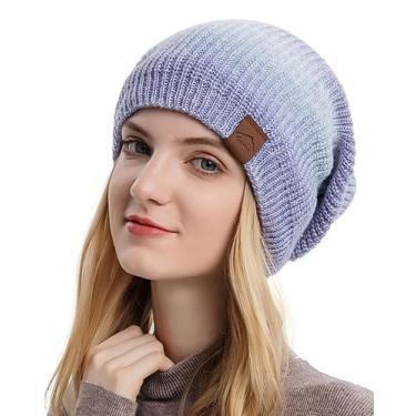 Imagem de Gorro Aivtalk feminino de malha desleixada, roxo quente de inverno