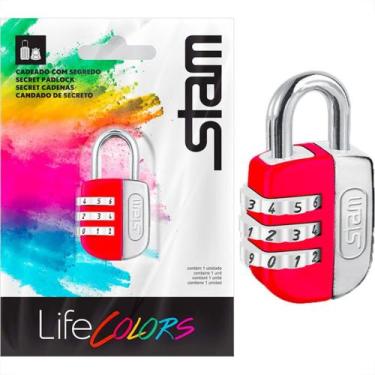 Imagem de Cadeado Para Mala Stam Life Colors Com Segredo 25Mm Vermelho