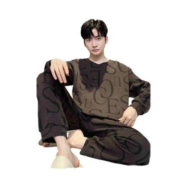 Imagem de Conjunto De Pijamas Listrados Masculinos Outono Inverno Roupas De Dorm