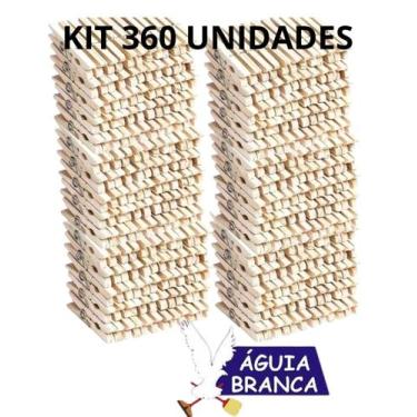 Imagem de KIT 360 Prendedores pregador de Madeira ÁGUIA BRANCA Resistentes para 