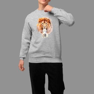 Imagem de Moletom Gola Careca Basico Masculino Casual Confortável Inverno Blusa 