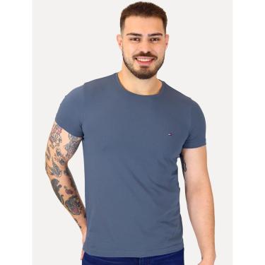 Imagem de Camiseta Tommy Hilfiger Masculina Slim Fit Essential Stretch Azul Índigo-Masculino