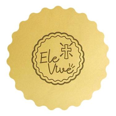 Imagem de Cortador Biscoito Cruz Frase Ele Vive Babado - DOCE IMPRESSO,  11cm