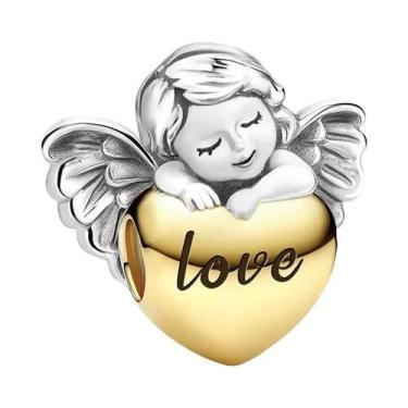 Imagem de Pingentes De Coração Dourado, Anjo E Vaga-lume, Contas Banhadas a Prat