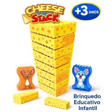 Imagem de Jogo Cheese Stack Torre de Equilíbrio de Queijo 20 Blocos Empilhar Inf