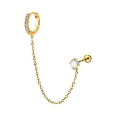 Imagem de Conjunto De Brincos De Argola Dupla Em Aço Inoxidável Com Zircônia, Pi