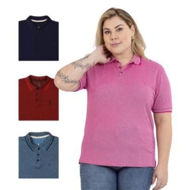 Imagem de Kit 4 Camisa Polo Feminina Plus Size Casual Elegante-Feminino