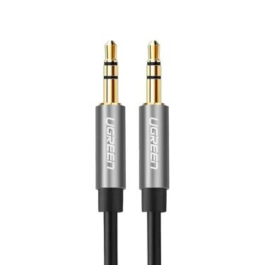 Imagem de Cabo de Áudio Auxiliar Estéreo Ugreen 3.5mm Macho Conector Banhado a Ouro 2 Metros Preto